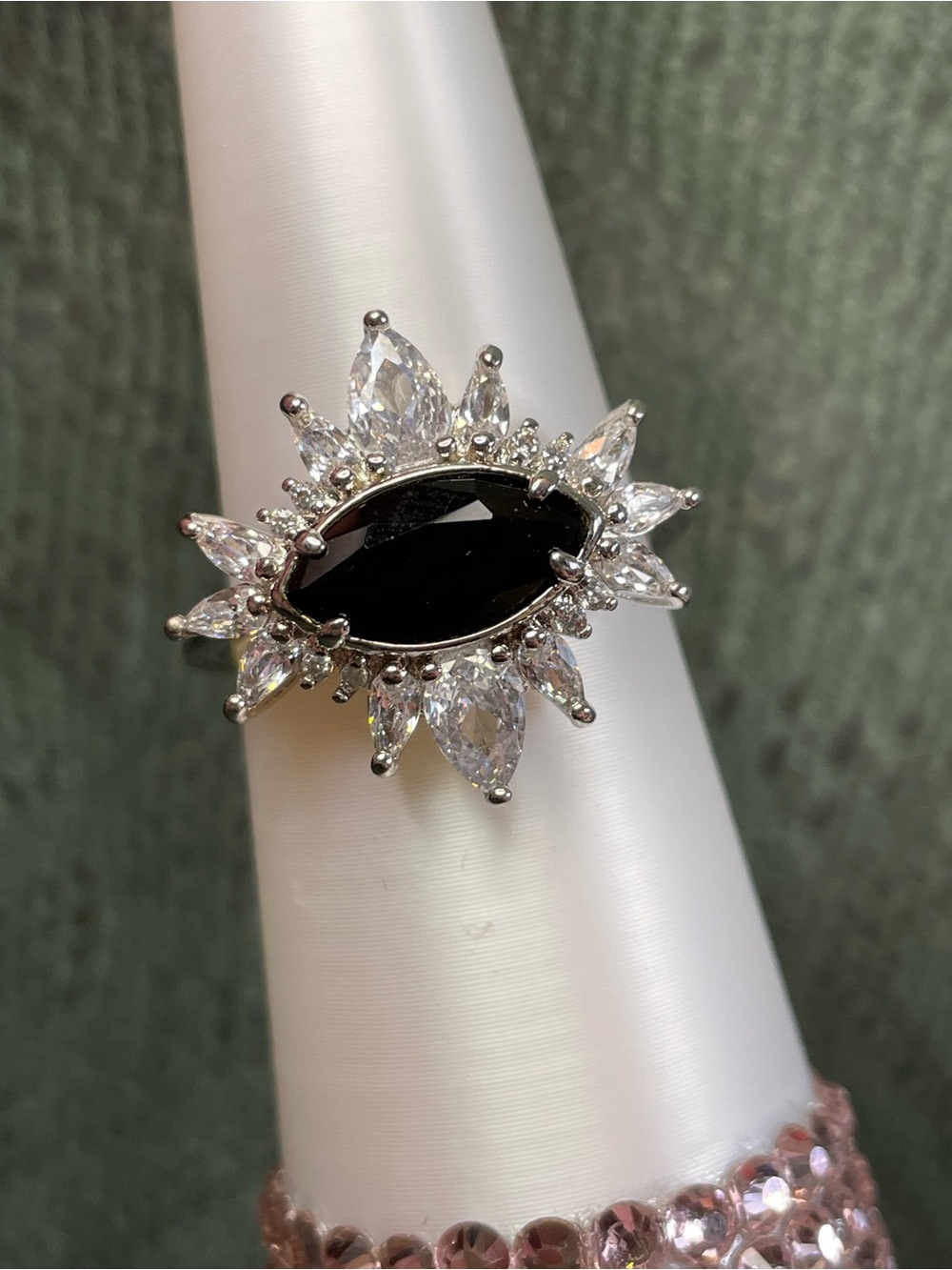 Bomb Party RETRO "The Jewel Of Cairo" RBP2662TL Black Onyx on Rhodium Size 10